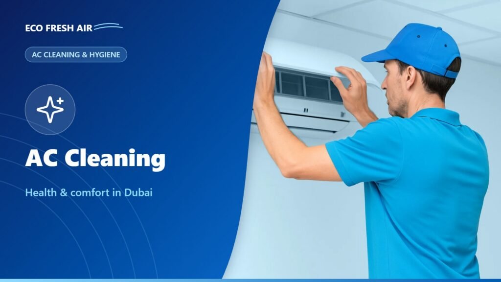 Close-up of a dusty air conditioner filter being cleaned during a professional AC cleaning in Dubai