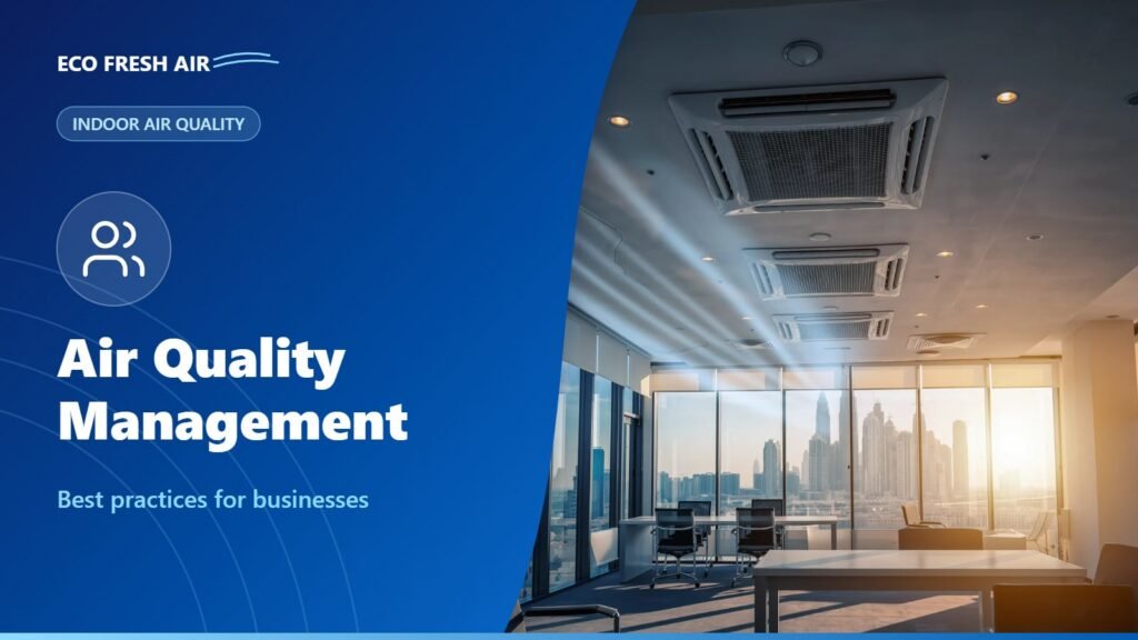 Clean, well-ventilated commercial interior in Dubai with ceiling air vents and staff at work