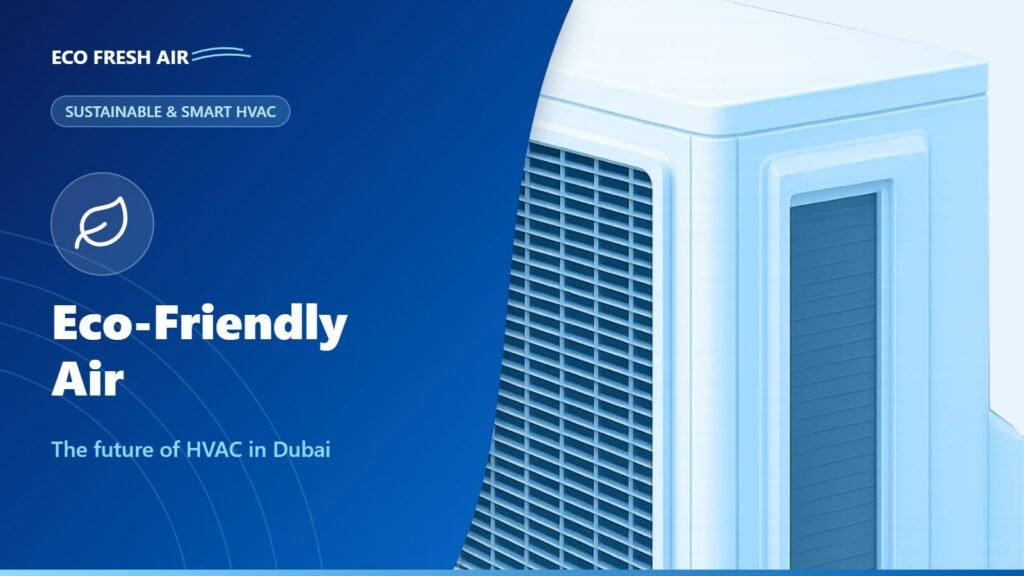 Energy-efficient HVAC system on a green rooftop of a sustainable building in Dubai