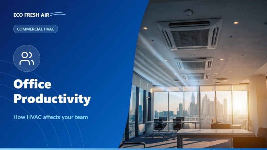 Employees working comfortably in a bright Dubai office with ceiling air conditioning diffusers