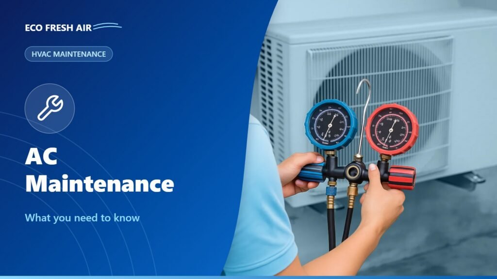 HVAC technician servicing a split air conditioning unit in a Dubai home