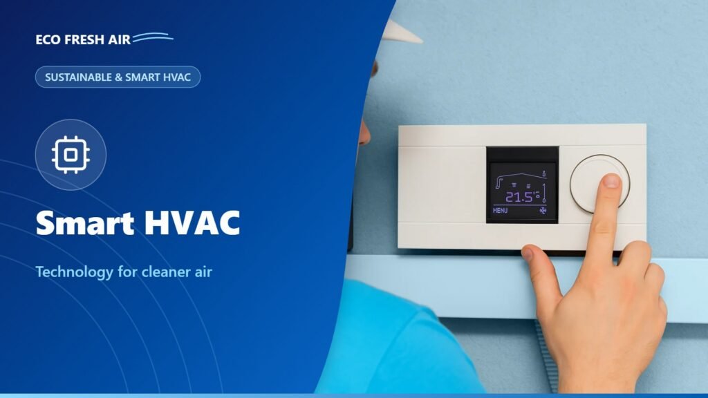 Smart thermostat and HVAC control dashboard displaying temperature, humidity and air quality readings in a modern Dubai office