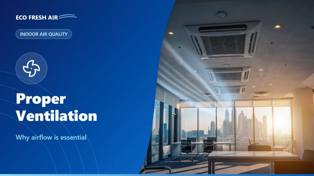 Ceiling ventilation grille supplying fresh air in an air-conditioned Dubai office